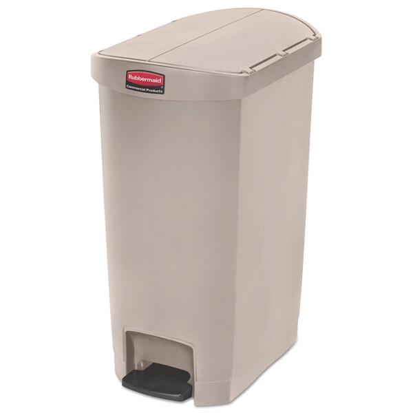 Rubbermaid Commercial Slim Jim Resin Step-On Container, End Step Style, 13 gal, Beige 1883459 - main